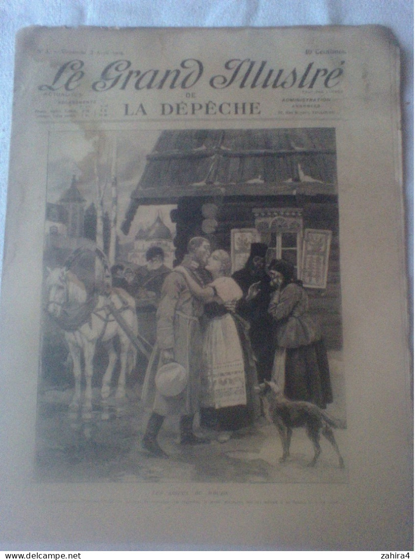 Grand Illustré Dépèche Adieu Moujik Clergé Russe Jap Corée Contre Torpille Russe Cosaque Mine Douai Auto 8 Cyl Sousmarin - 1900 - 1949