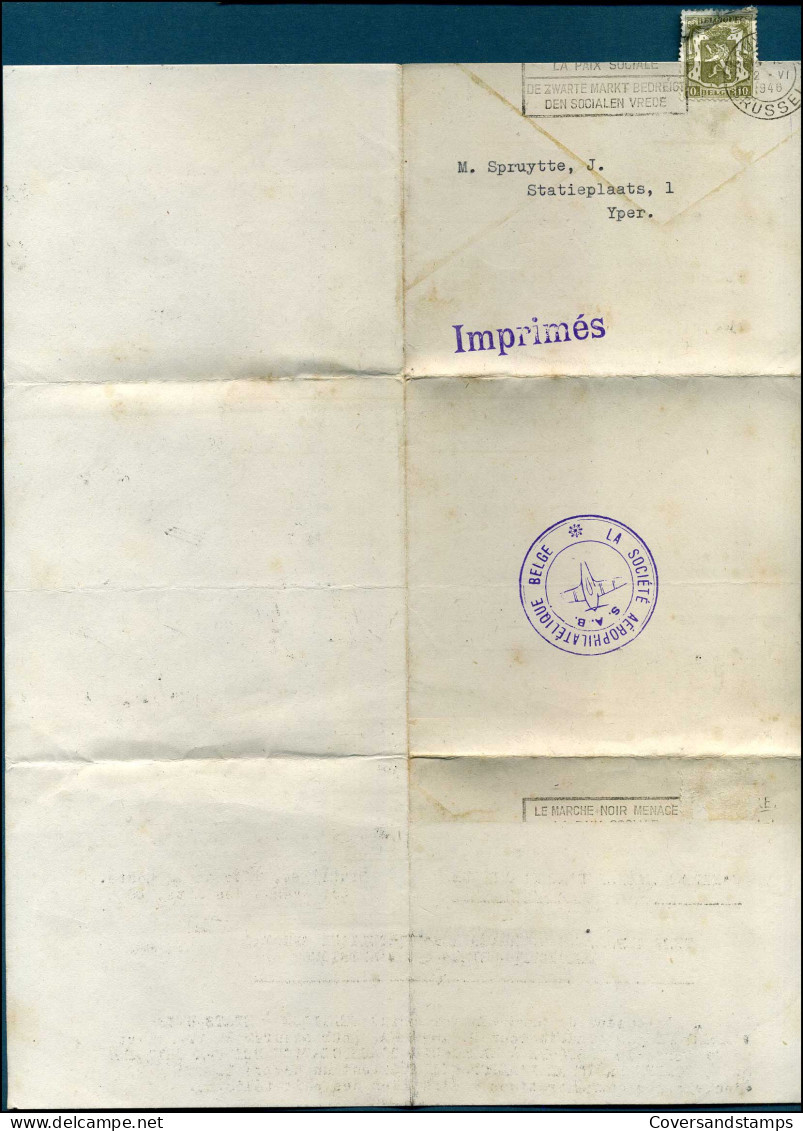 Cover From Brussel To Ieper - "La Société Aerophilatélique Belge" - Lettres & Documents