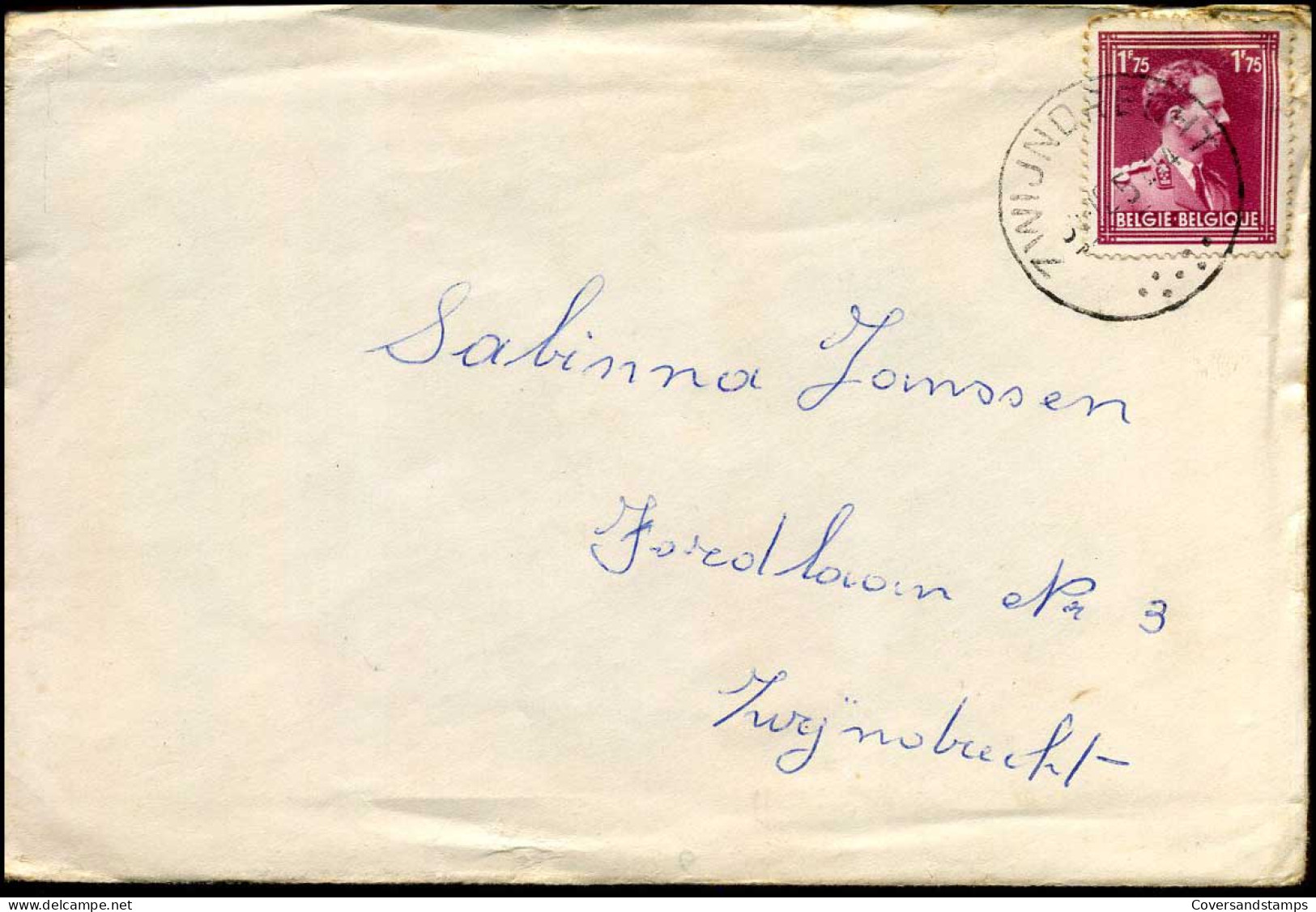 Cover From And To Zwijndrecht - 832 - 1936-1957 Col Ouvert