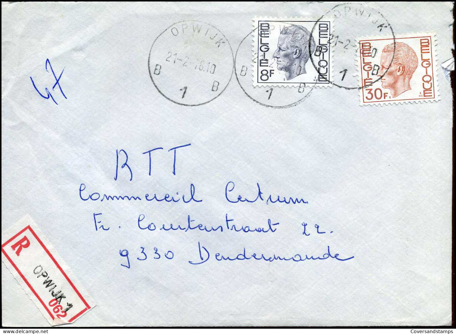 Registered Cover From Opwijk To Dendermonde - 1970-1980 Elström