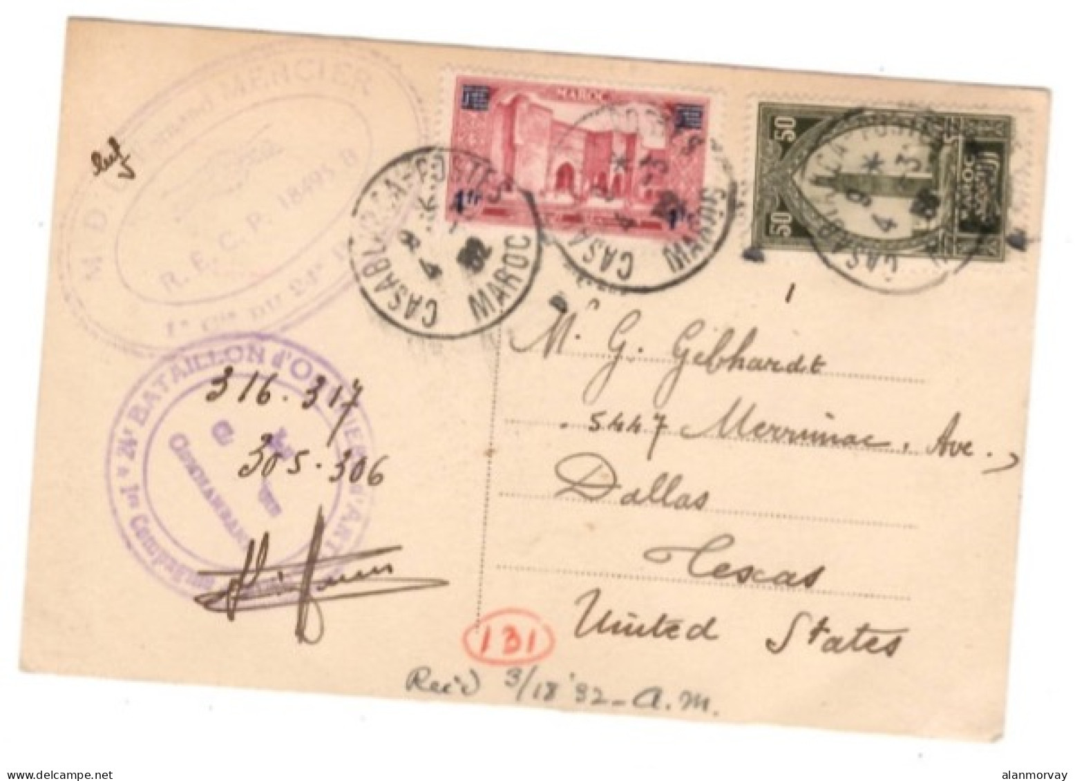 French Morocco - March 4, 1932 Casablanca Censored Picture Postcard To The USA - Altri & Non Classificati