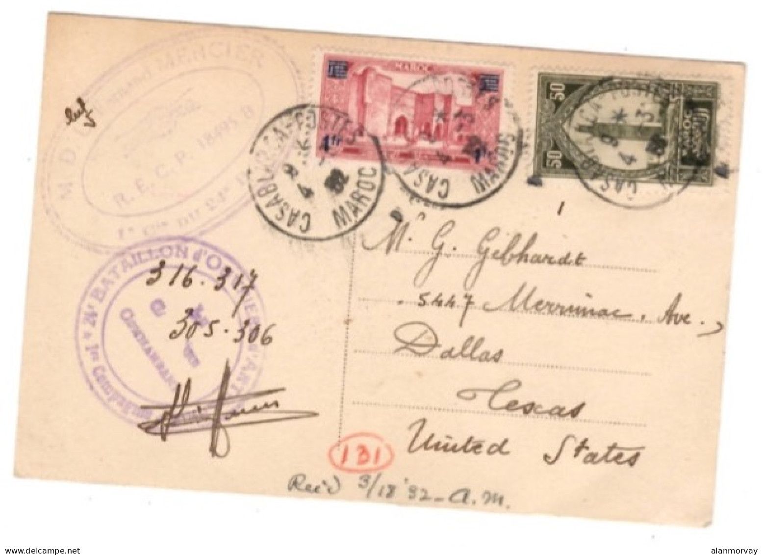French Morocco - March 4, 1932 Casablanca Censored Picture Postcard To The USA - Sonstige & Ohne Zuordnung