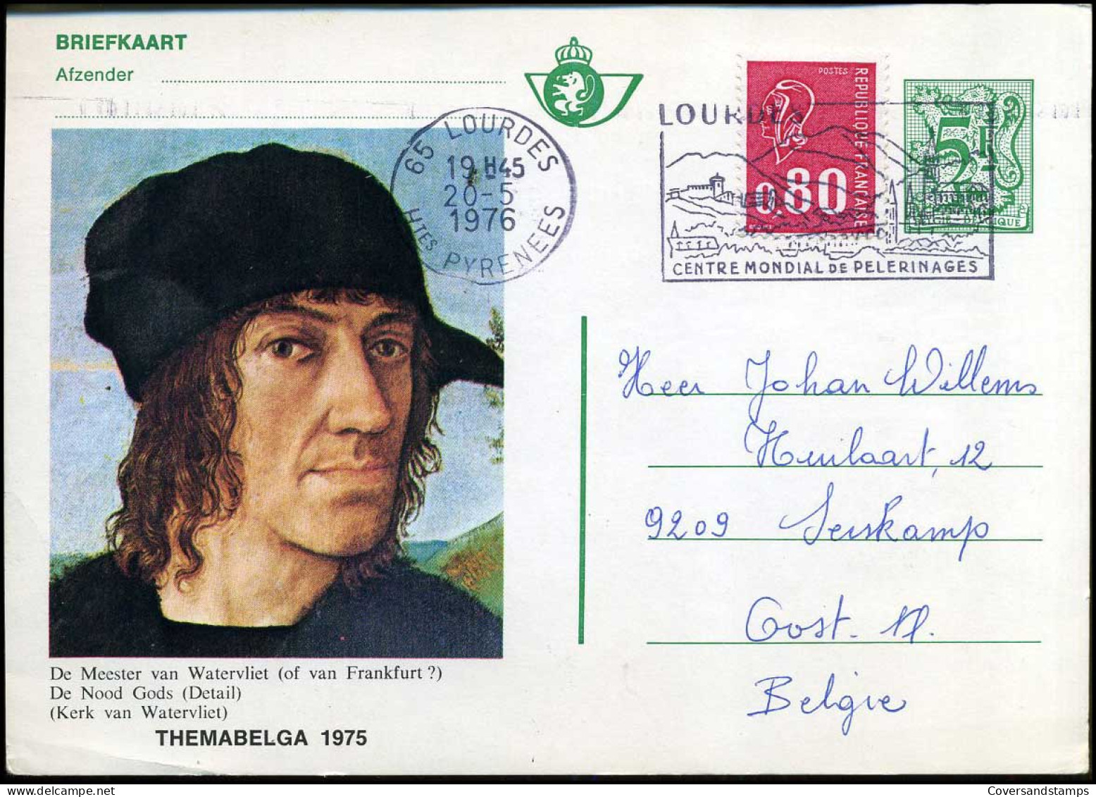 Briefkaart Van Lourdes Naar Serskamp - Cartoline 1951-..