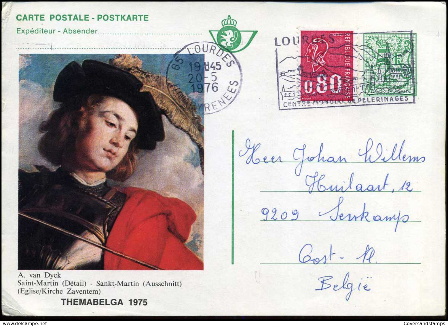 Briefkaart Van Lourdes Naar Serskamp - Cartoline 1951-..