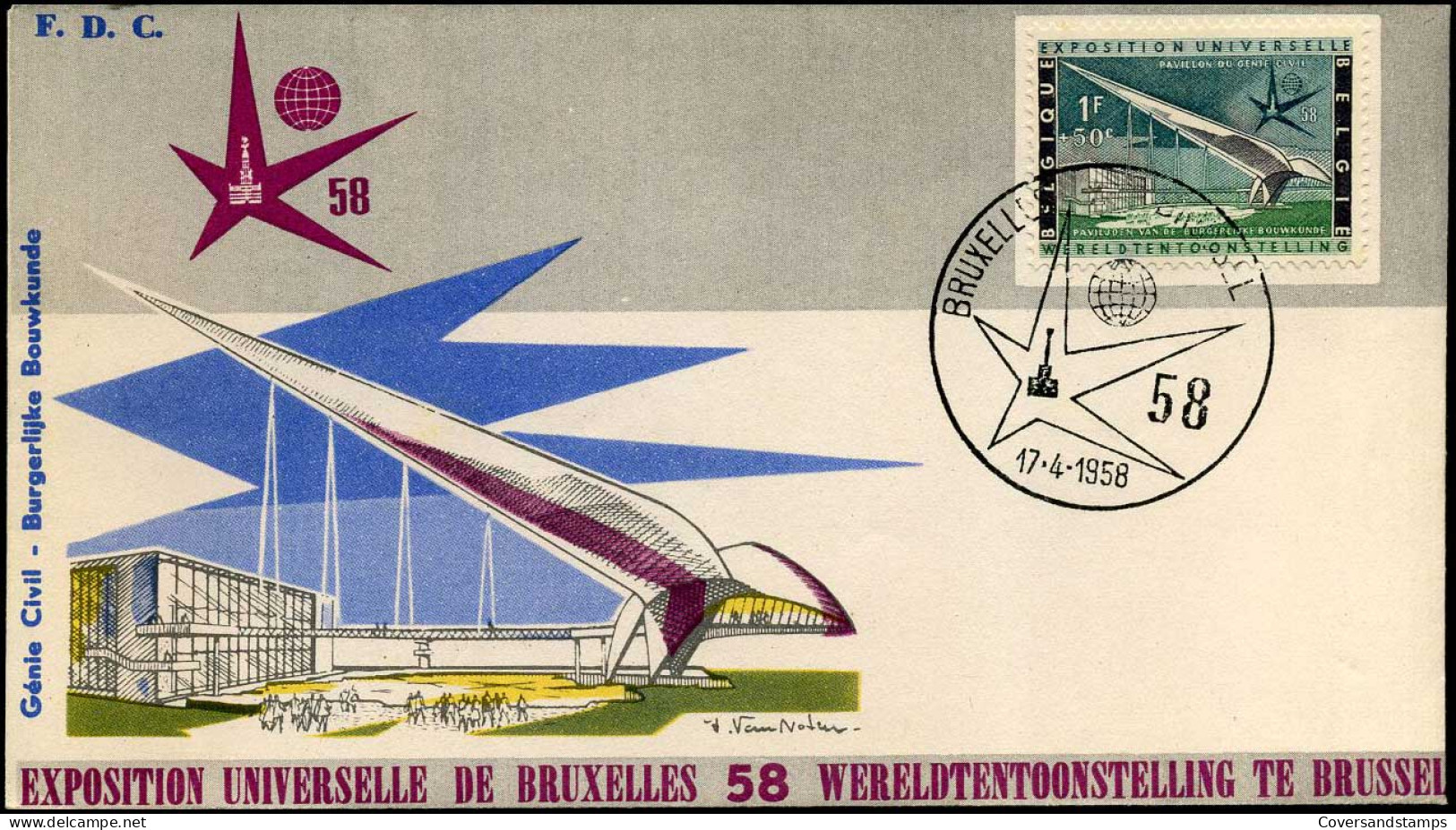 FDC - 1047 - Wereldtenstoonselling Te Brussel8 - 1951-1960