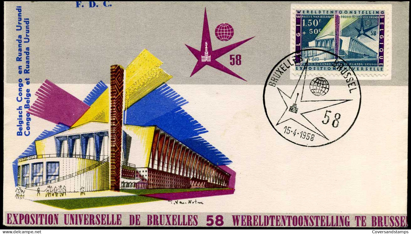 FDC - 1049 - Wereldtenstoonselling Te Brussel8 - 1951-1960