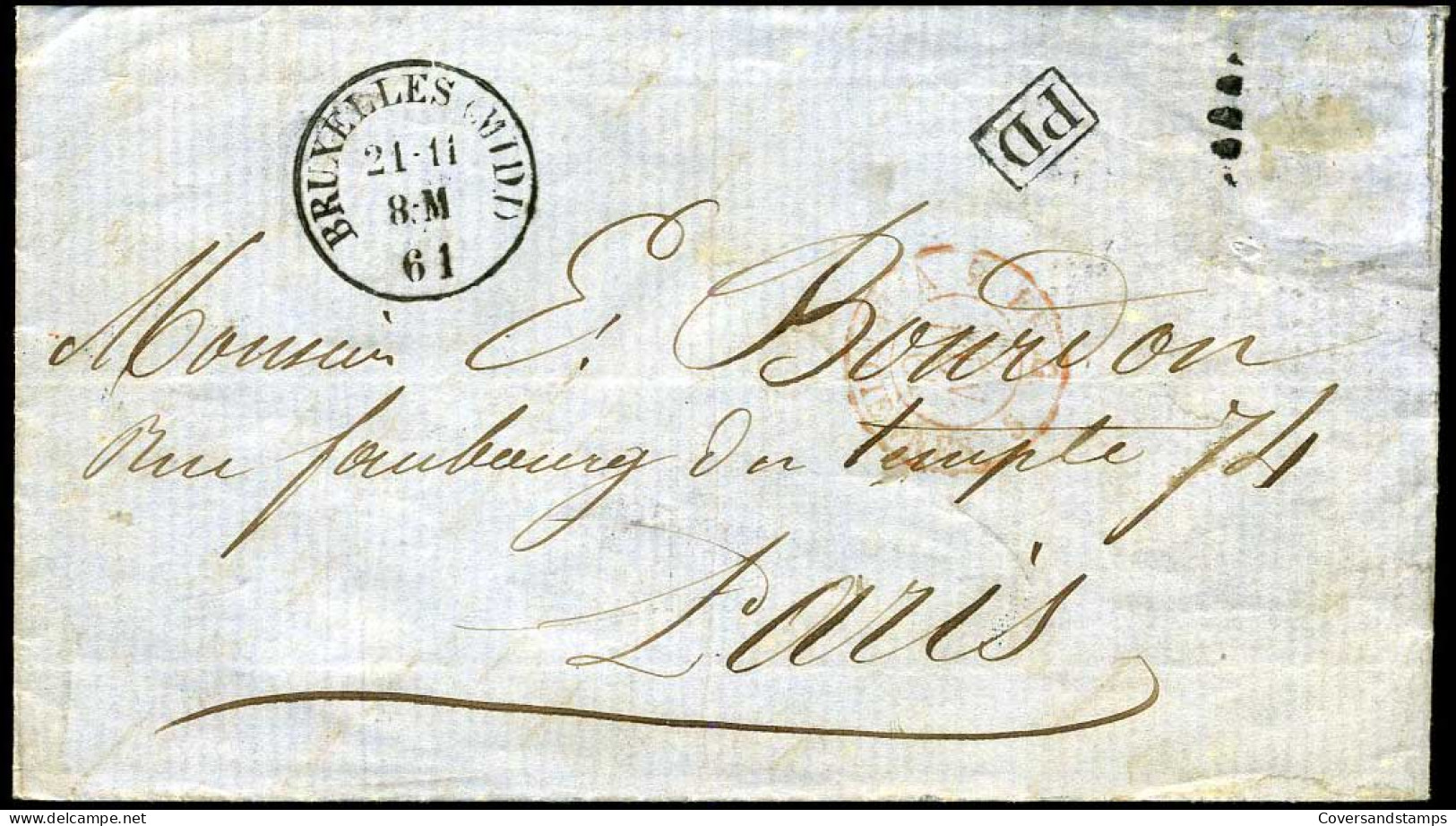 Brief / Lettre - Van Bruxelles Naar Paris 1861 - Altri & Non Classificati
