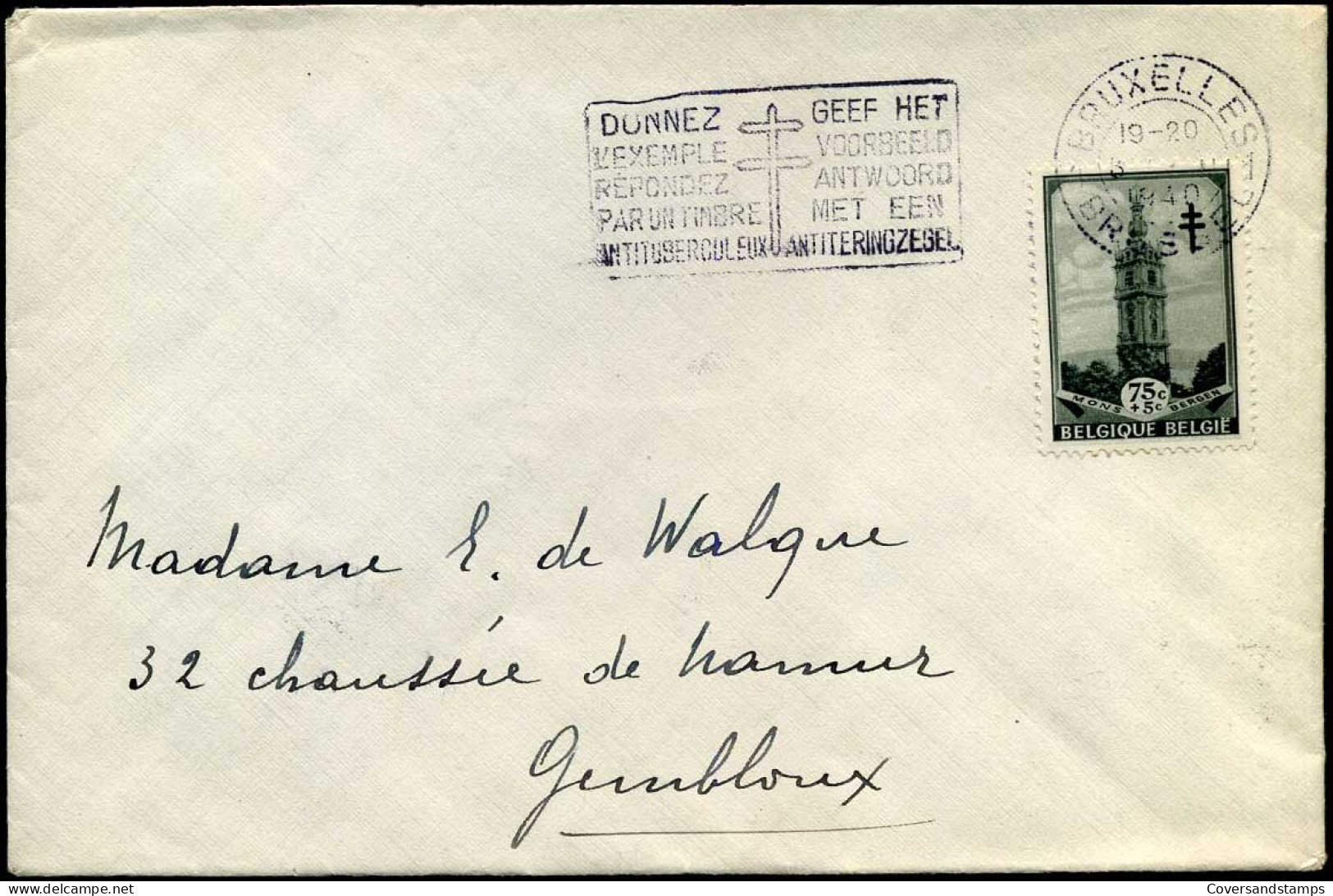 Cover From Bruxelles To Gembloux - N° 522 - Covers & Documents