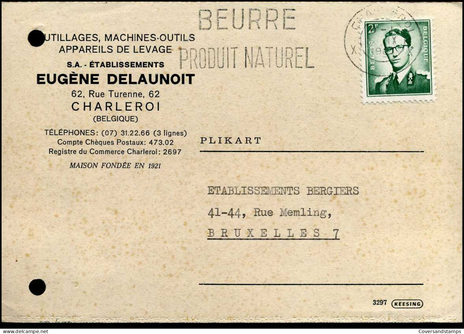 Post Card From Charleroi To Bruxelles - "Eugène Delaunoit, Outillages, Machines-outils, Appareils De Levage" - Brieven En Documenten