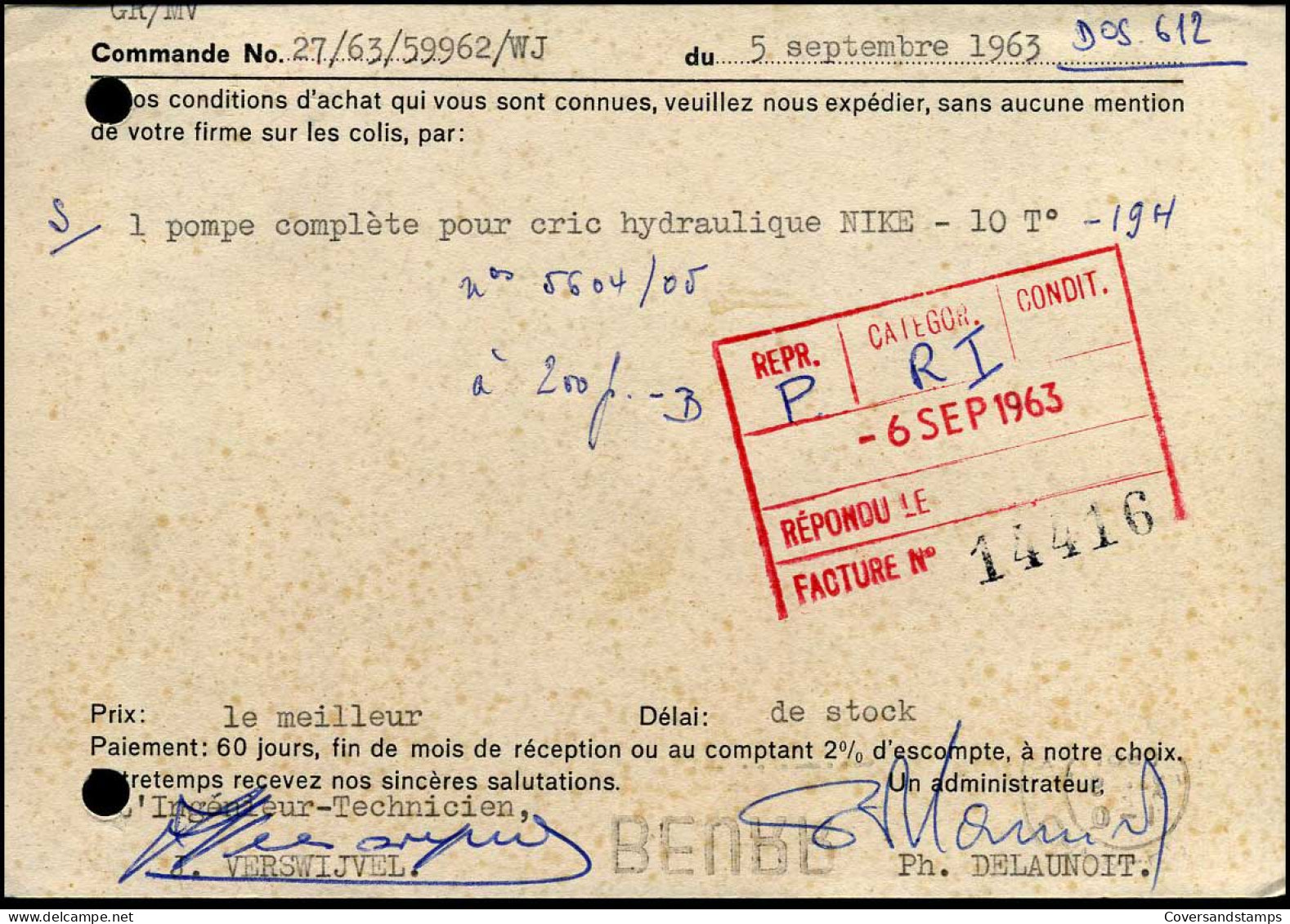 Post Card From Charleroi To Bruxelles - "Eugène Delaunoit, Outillages, Machines-outils, Appareils De Levage" - Briefe U. Dokumente