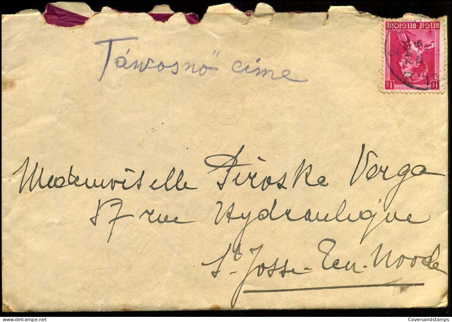 Cover To St.-Josse-Ten-Noode - 1942 - 1936-1957 Open Kraag