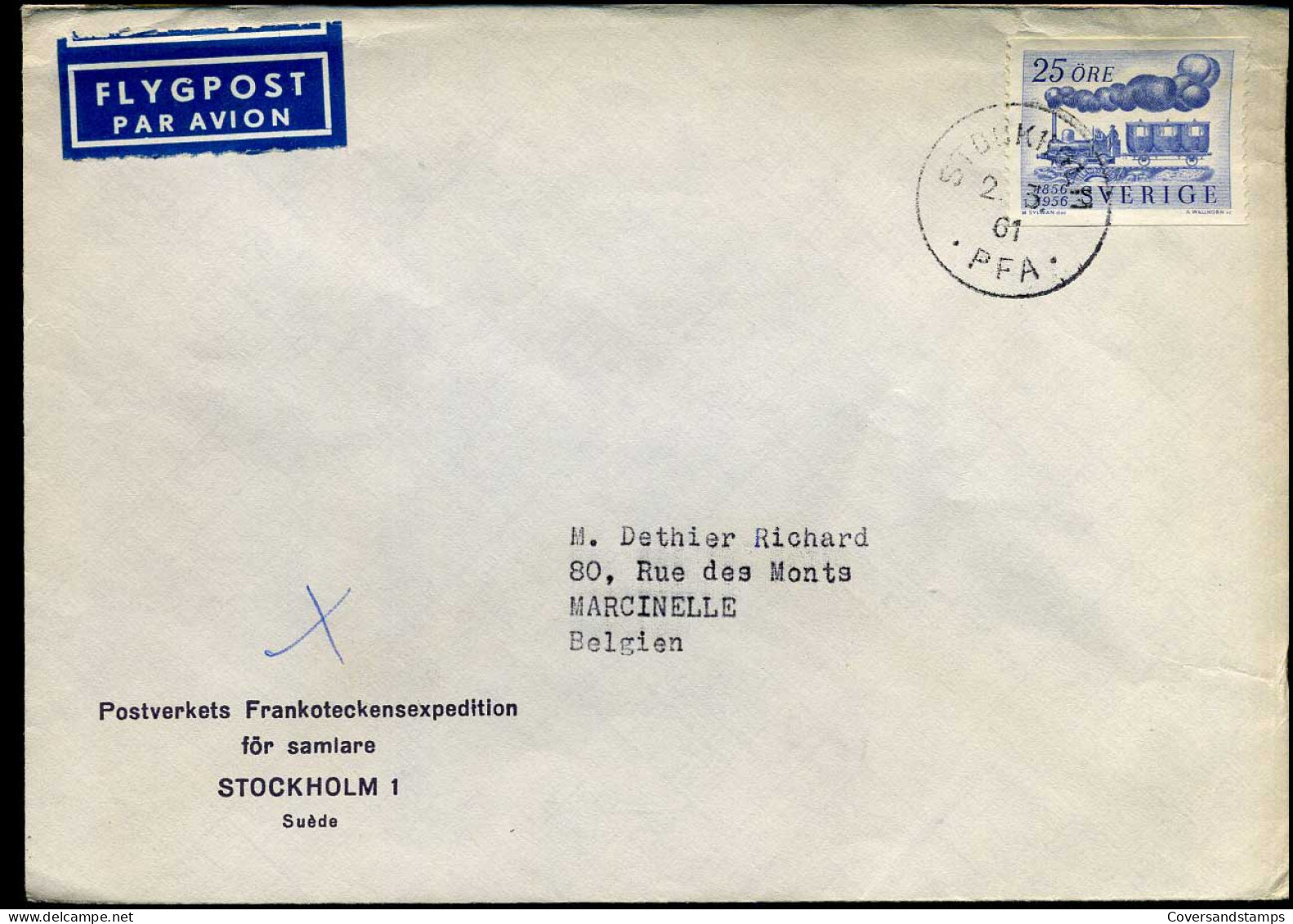 Cover From Stockholm To Marcinelle, Belgium - Lettres & Documents