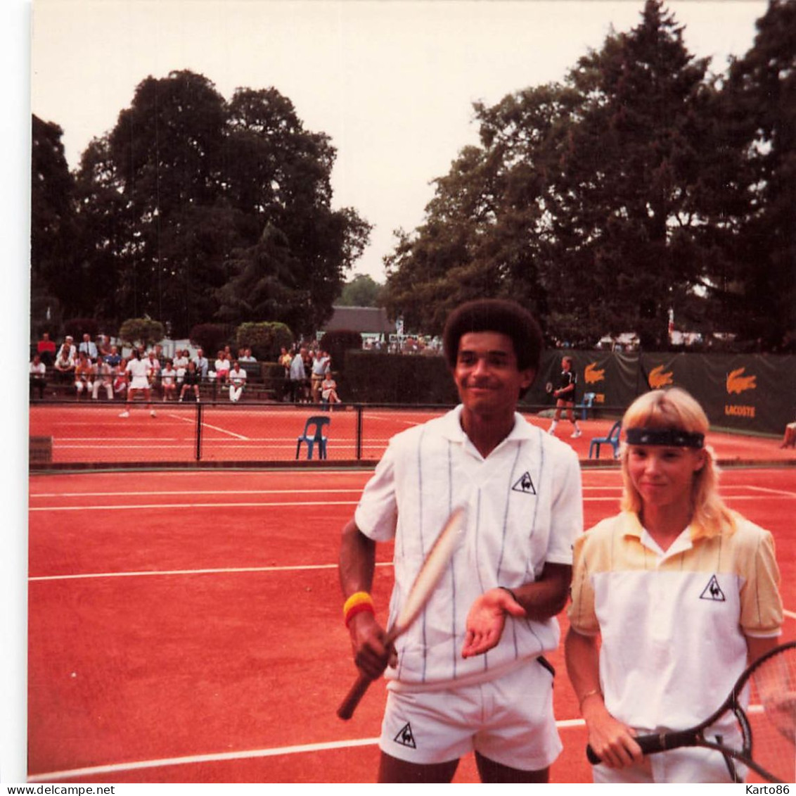 Tennis * Yannick NOAH & Catherine TANVIER Joueur & Joueuse Français * Photo Ancienne Format 10x10cm - Tennis