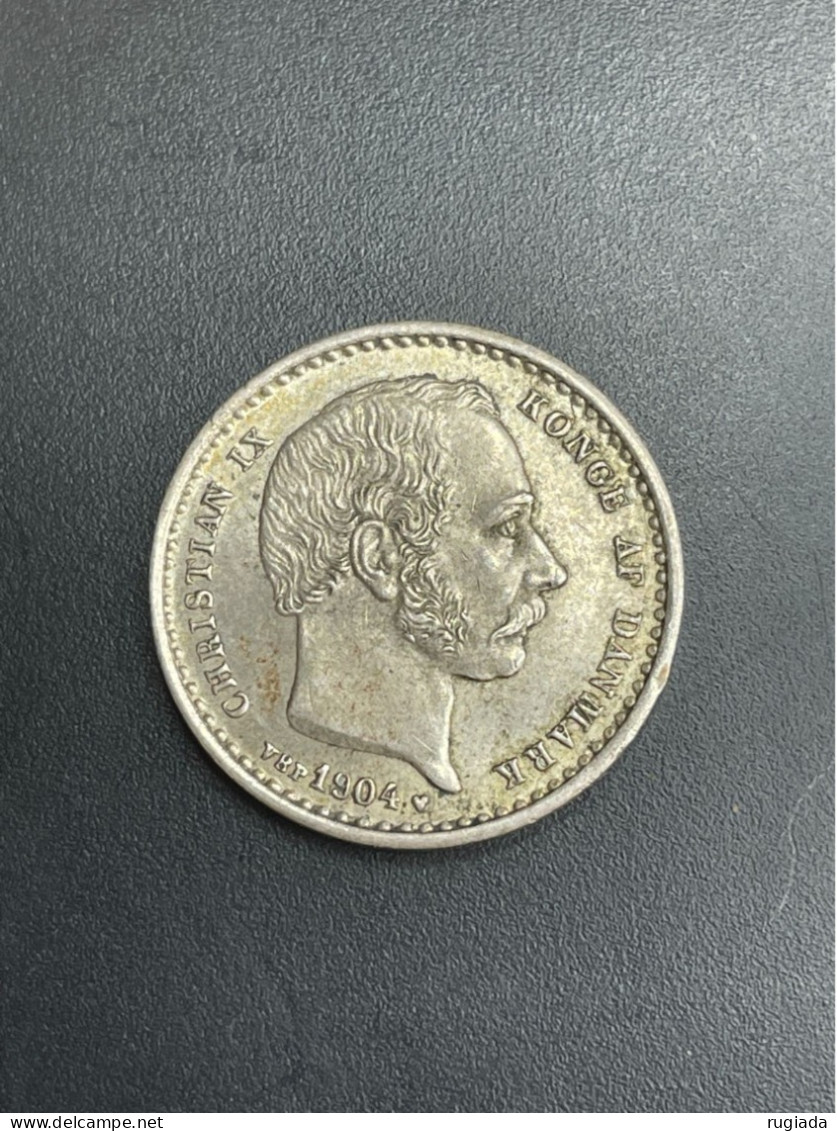 1904 Denmark Christian IX 25 Ore, Silver 0.60, Mint State Excellent Example - Danimarca