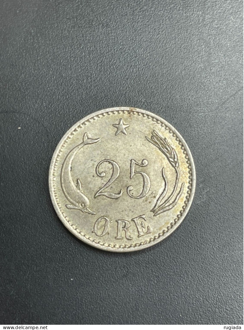 1904 Denmark Christian IX 25 Ore, Silver 0.60, Mint State Excellent Example - Danemark