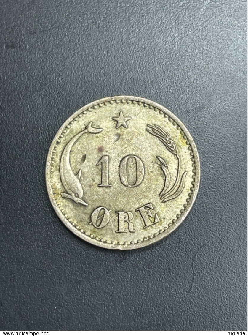 1905 Denmark Christian IX 10 Ore, Silver 0.40, AU About Uncirculated Excellent Example - Denemarken