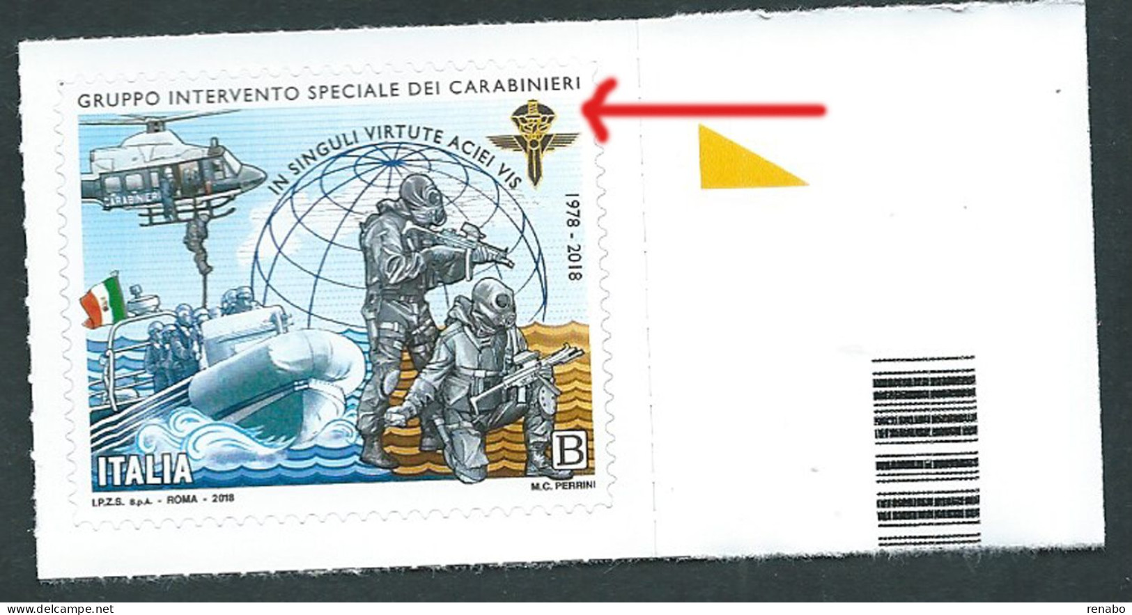 Italia, Italy, Italien, Italie 2018; Stemma Del Gruppo Di Intervento Speciale Dei Carabinieri. - Stamps
