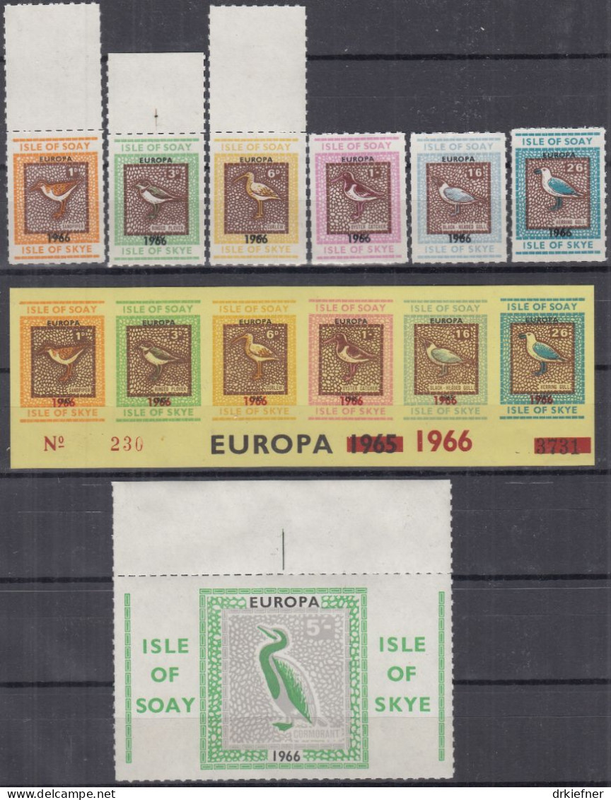 INSEL SOA (Schottland), Nichtamtl. Briefmarken, 2 Blöcke + 6 Marken, Postfrisch **, Europa 1966, Vögel - Schotland