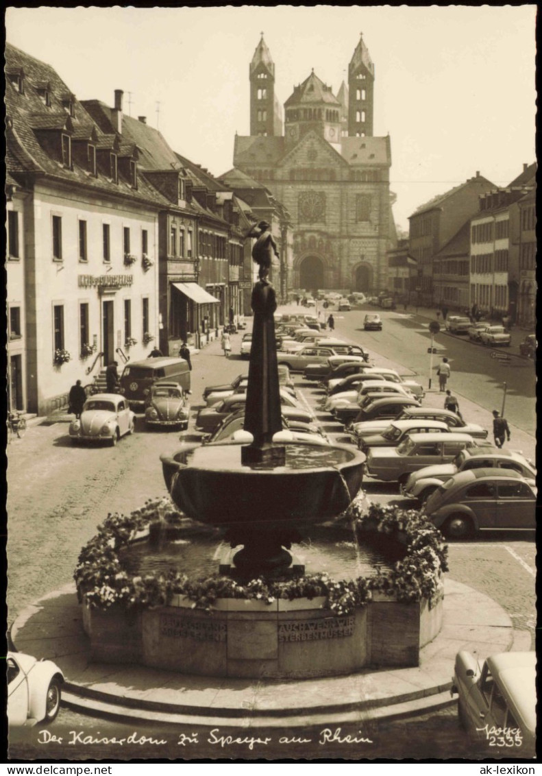 Ansichtskarte Speyer Kaiserdom Autos U.a. VW Bulli, VW Käfer 1960 - Speyer