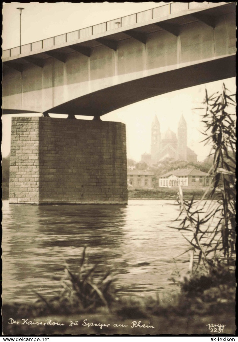 Ansichtskarte Speyer Rhein Brücke Mit Blicke Auf Den Kaiserdom 1955 - Speyer