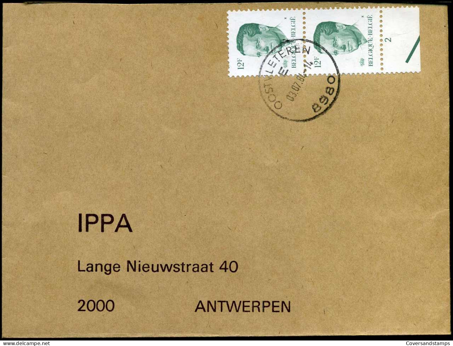 2 X 2113 Met Plaatnummer Op Cover Naar 'IPPA' In Antwerpen - 1981-1990 Velghe