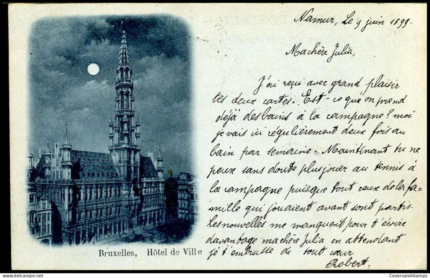 68 Op Postkaart / Carte Postale Van Namur Naar Turnhout Op 10/07/1899 - 1893-1907 Wapenschild
