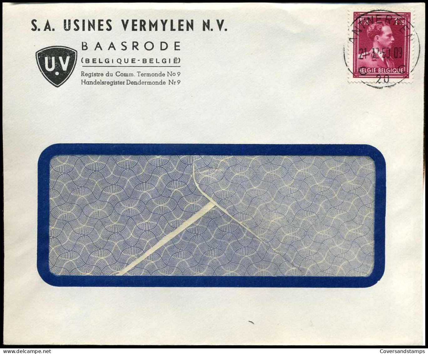 832 Op Brief - 'S.A. Usines Vermylen N.V., Baasrode' - 1936-1957 Offener Kragen