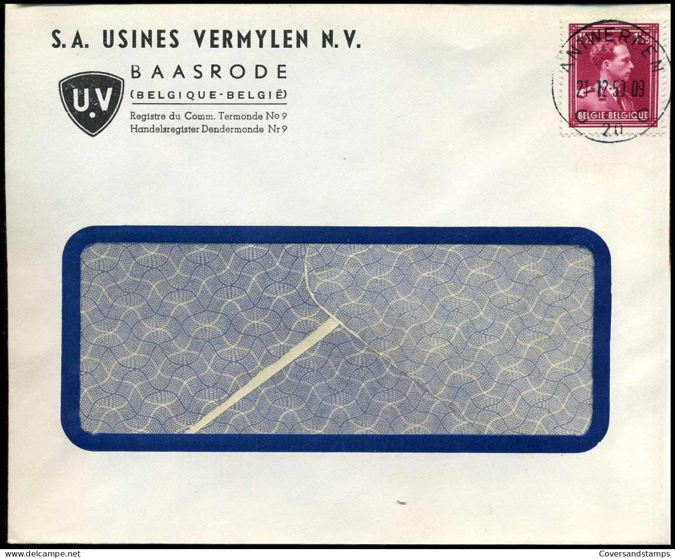 832 Op Brief - 'S.A. Usines Vermylen N.V., Baasrode' - 1936-1957 Collar Abierto