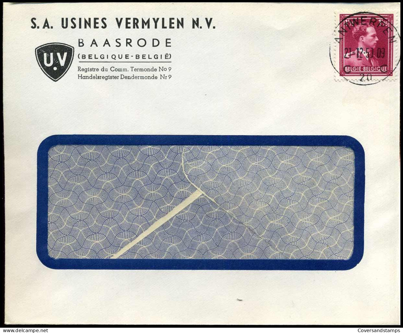 832 Op Brief - 'S.A. Usines Vermylen N.V., Baasrode' - 1936-1957 Col Ouvert
