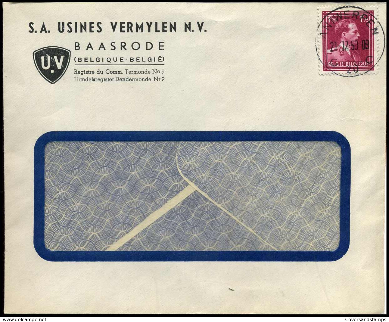 832 Op Brief - 'S.A. Usines Vermylen N.V., Baasrode' - 1936-1957 Offener Kragen