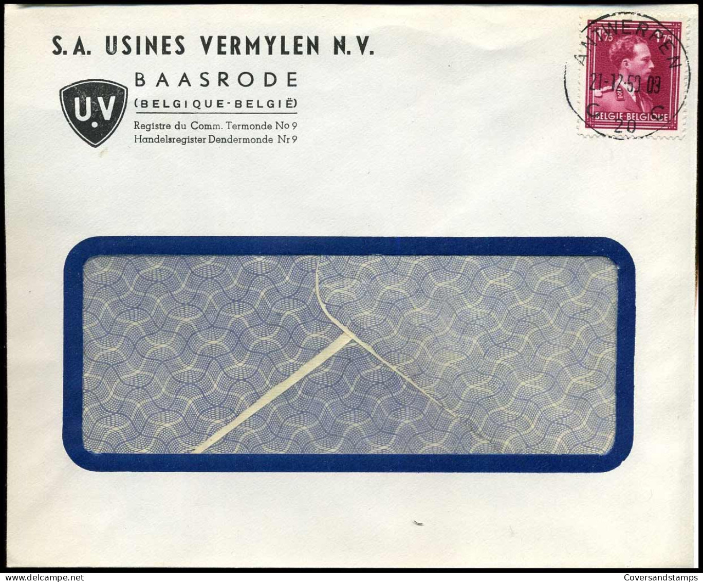 832 Op Brief - 'S.A. Usines Vermylen N.V., Baasrode' - 1936-1957 Open Collar