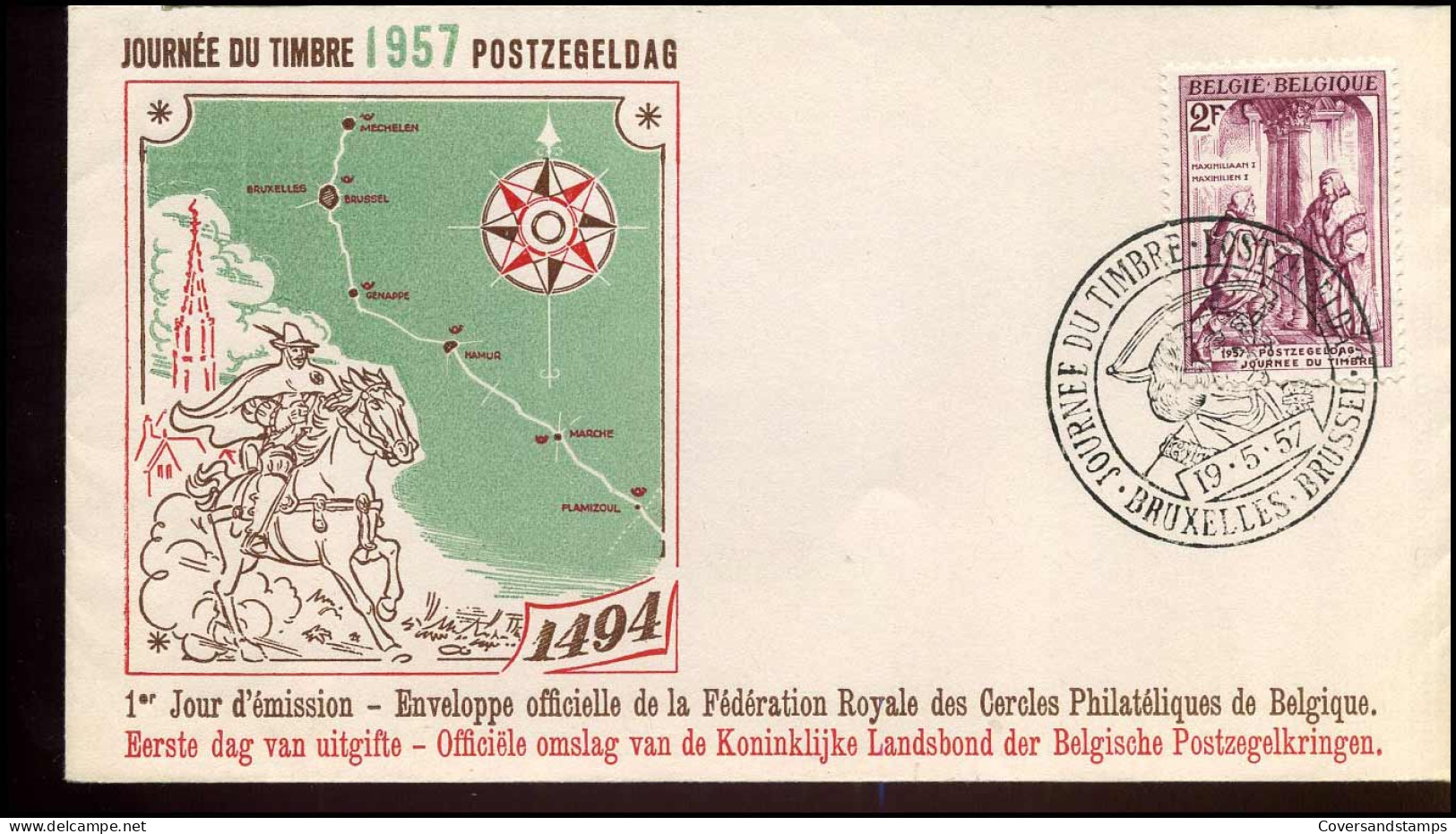 1011 - FDC - Dag Van De Postzegel 1957 - 1951-1960