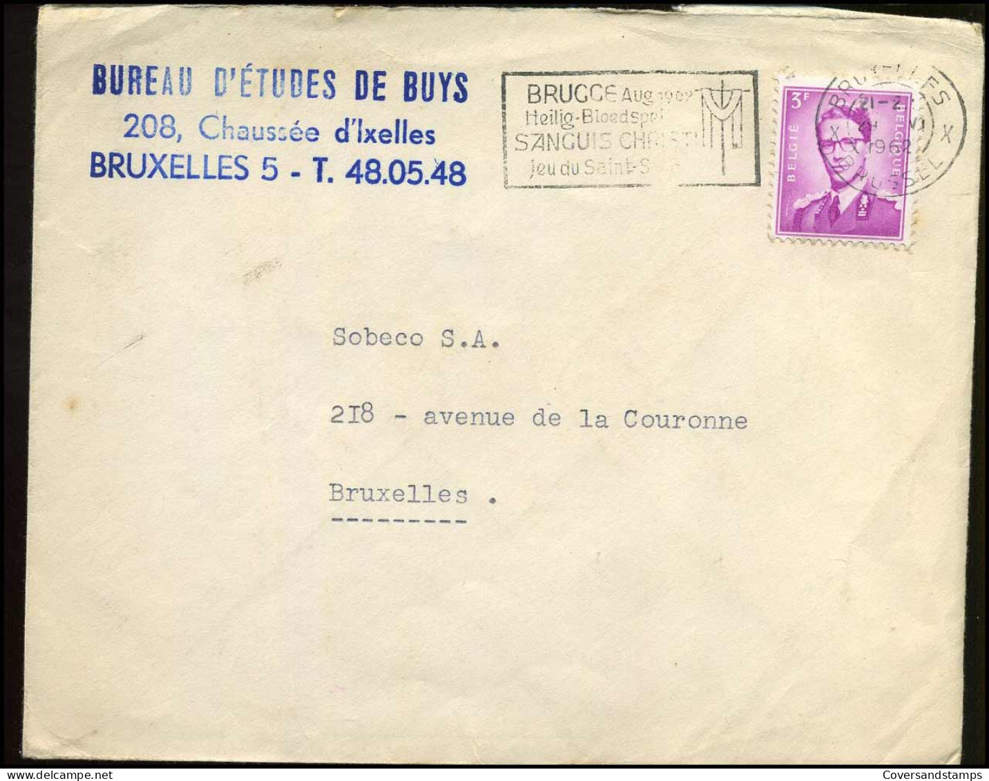 1067 Op Cover Naar Bruxelles - 'Bureau D'études De Buys, Bruxelles' - 1953-1972 Brillen