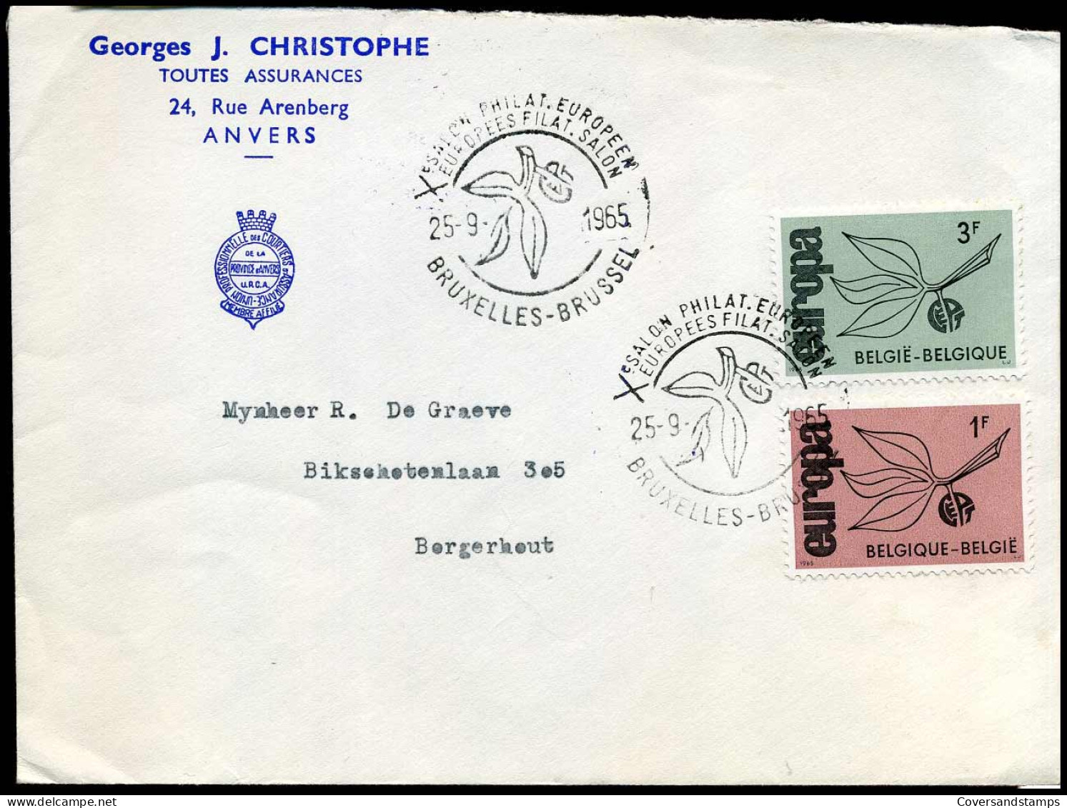 1342/43 Op Envelop - 'Georges J. Christophe, Toutes Assurances, Anvers' - Brieven En Documenten