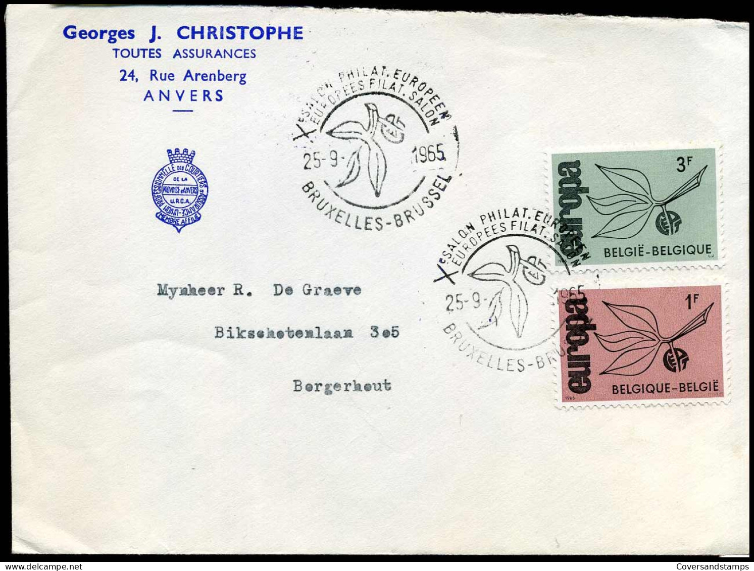 1342/43 Op Envelop - 'Georges J. Christophe, Toutes Assurances, Anvers' - Cartas & Documentos