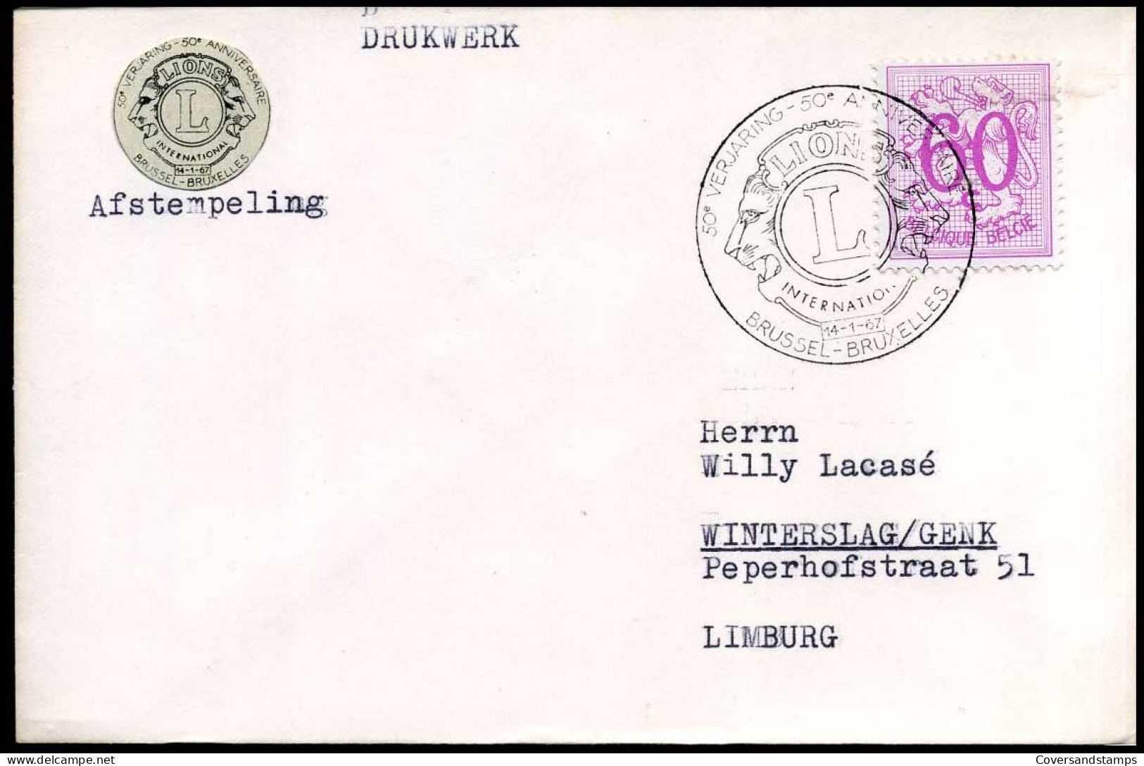 1370P3  Op Brief - Stempel : Lions International - Briefe U. Dokumente
