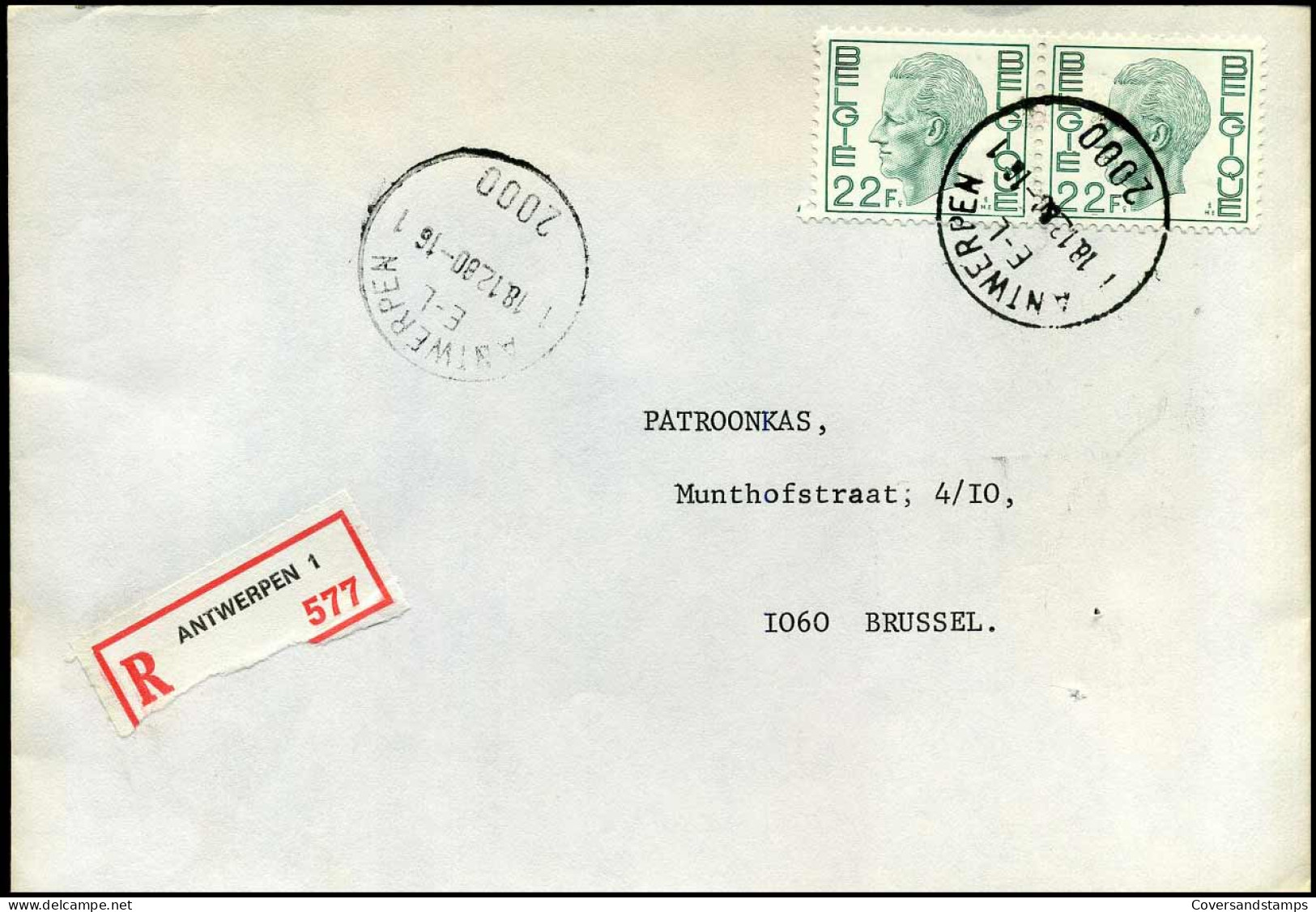 Aangetekende Cover Naar Brussel, 2 X 1945 -- Antwerpen 1 - 1970-1980 Elström