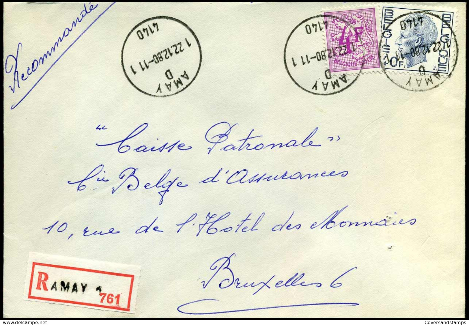 Aangetekende Cover Naar Bruxelles : N° 1876 + 1703 -- Amay 1 - 1970-1980 Elström