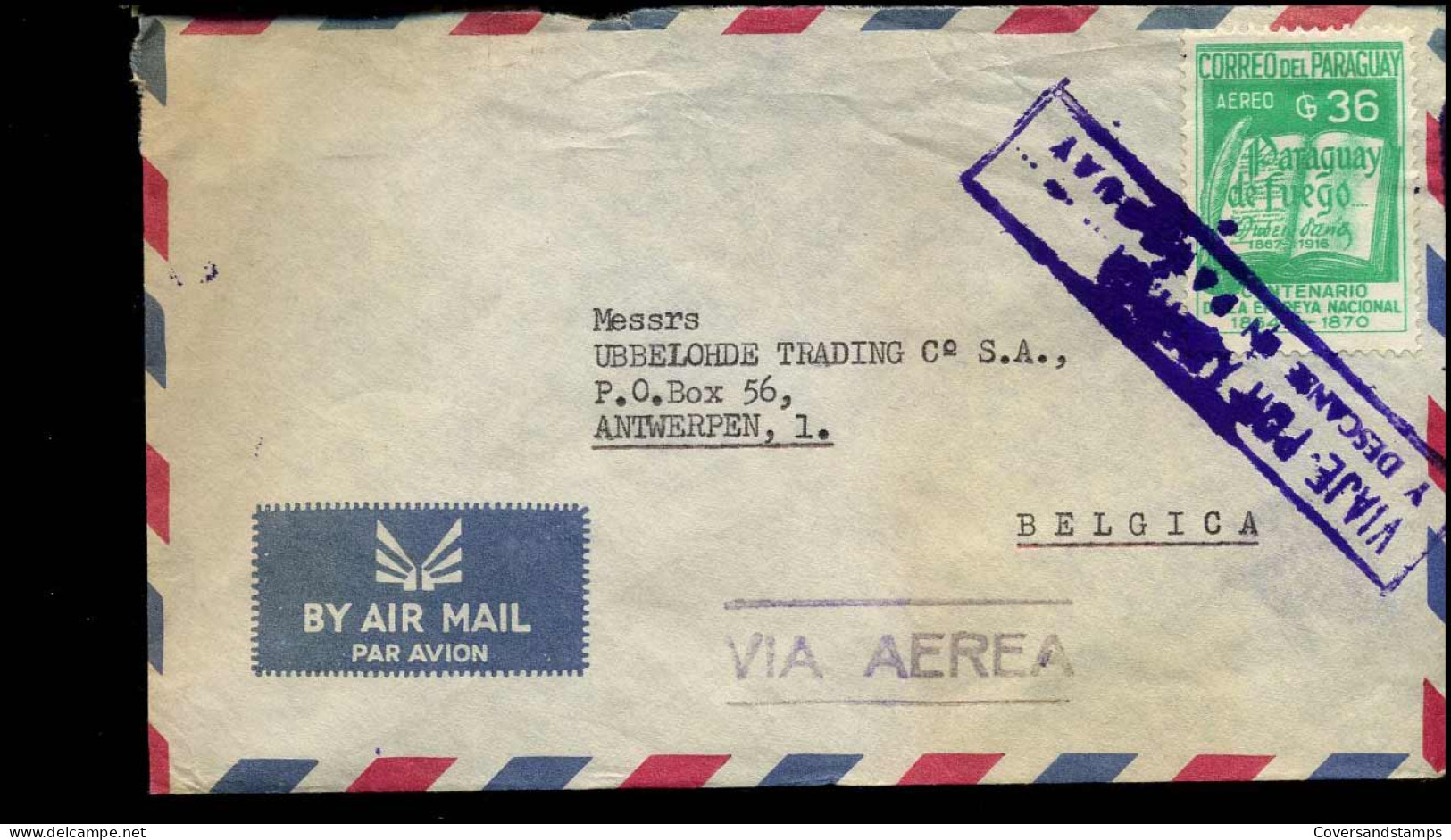 Airmail Cover To Antwerp, Belgium - Paraguay