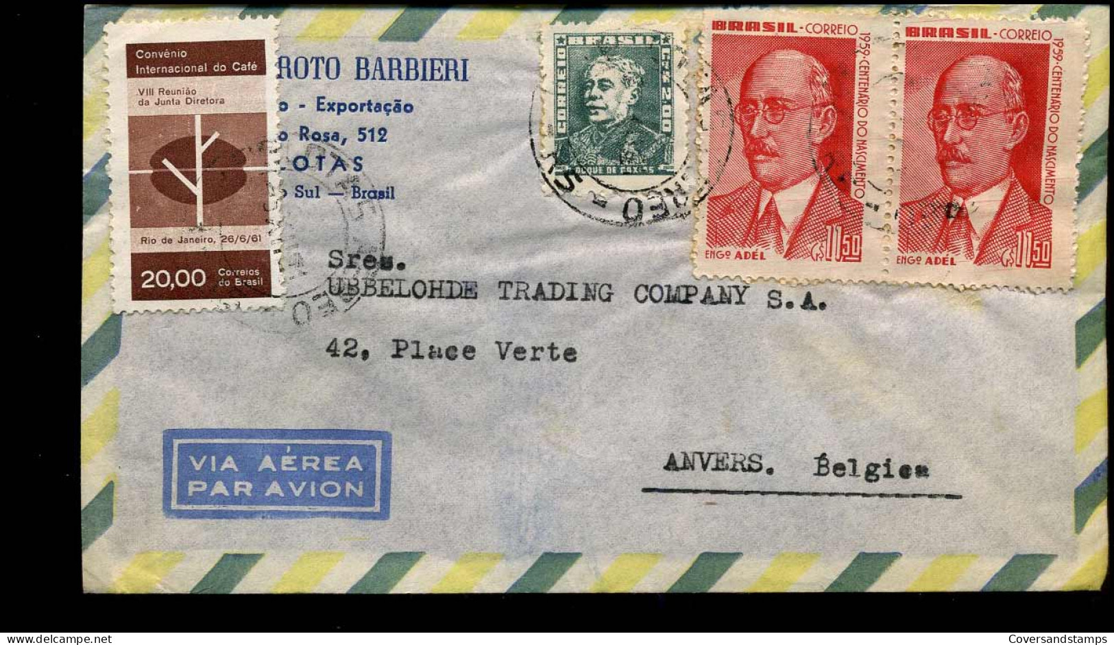 Airmail Cover To Antwerp, Belgium - "... Barbieri" - Posta Aerea