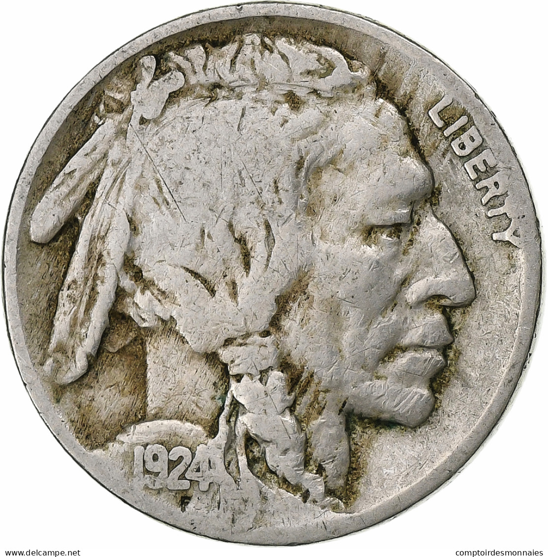 États-Unis, 5 Cents, Buffalo Nickel, 1924, Philadelphie, Cupro-nickel, TB - 1913-1938: Buffalo