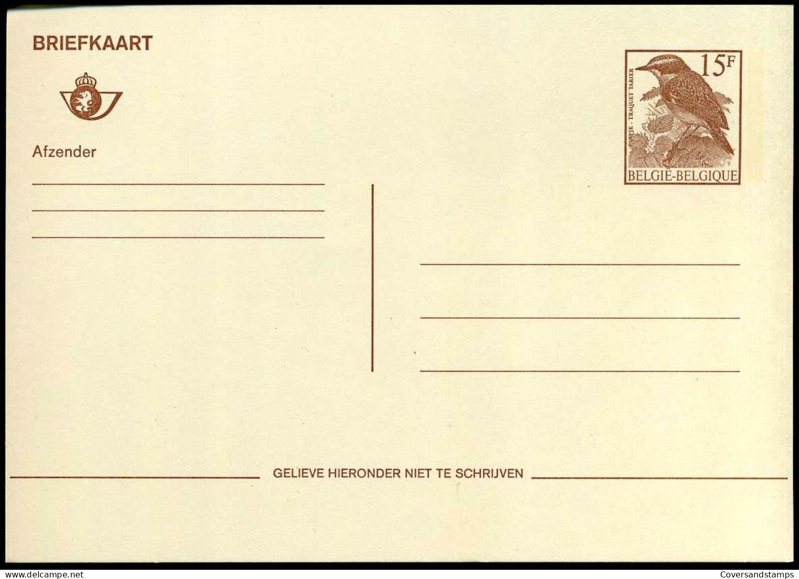 Briefkaart - André Buzin - Tapuit / Traquet Tarier - 1985-.. Oiseaux (Buzin)