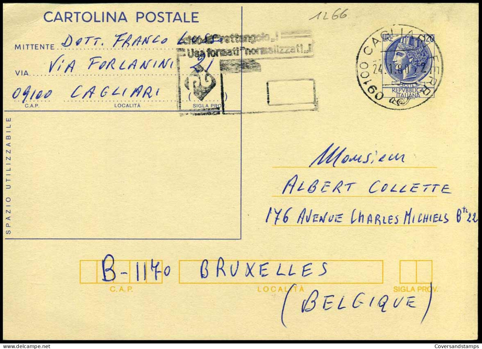 Cartolina Postale - To Brussels, Belgium - 1971-80: Marcophilie