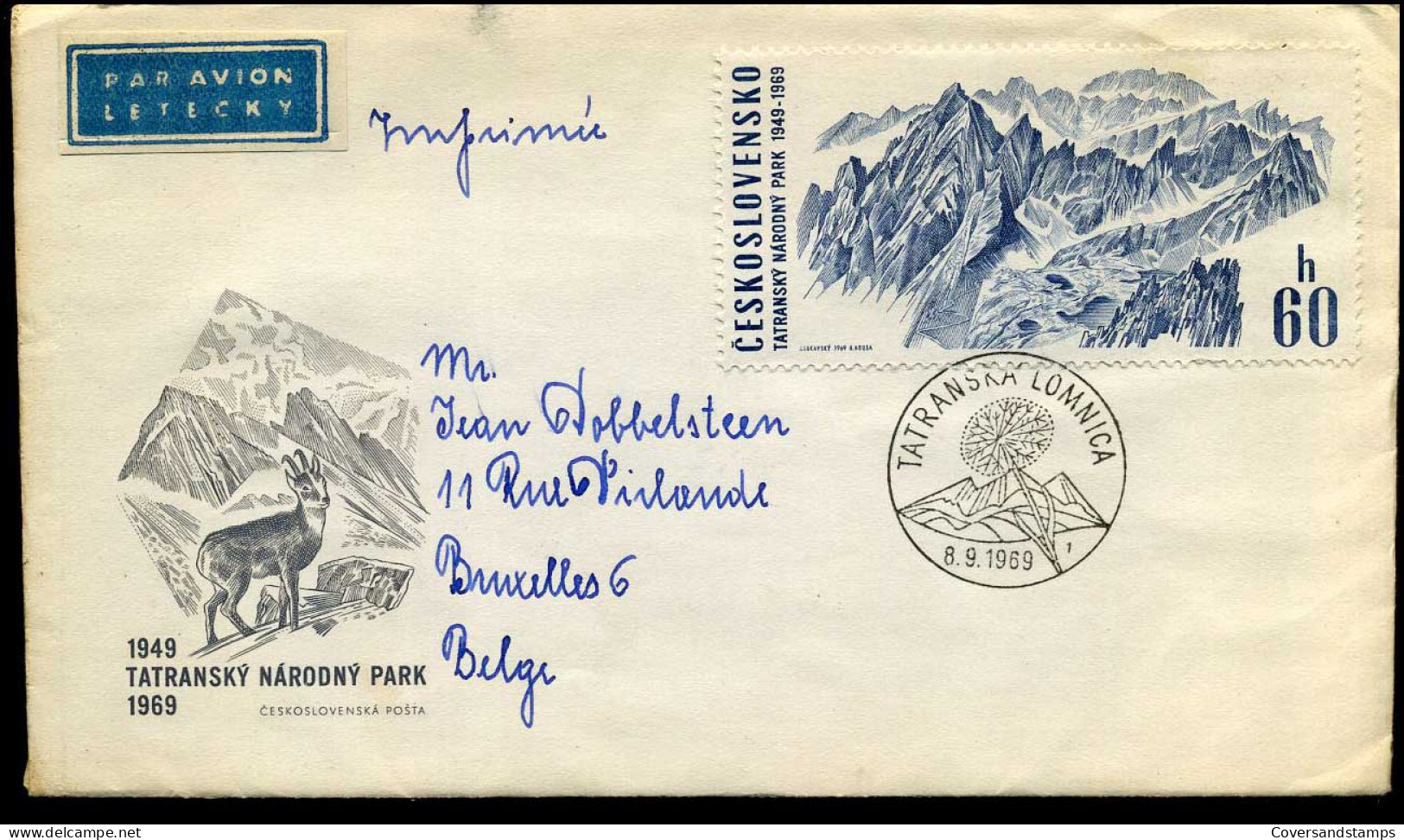 Cover From Prague To Brussels, Belgium - Storia Postale