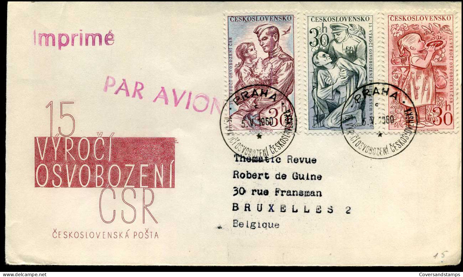 Cover From Prague To Brussels, Belgium - Cartas & Documentos