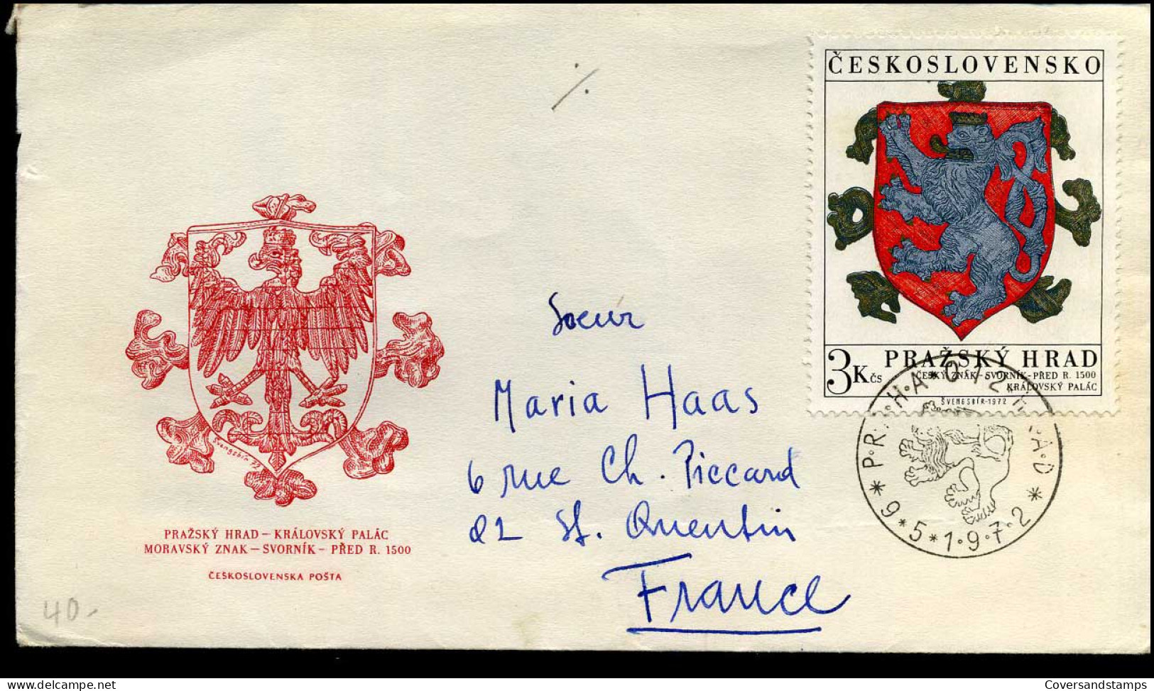 Cover From Prague To St Quentin, France - Briefe U. Dokumente