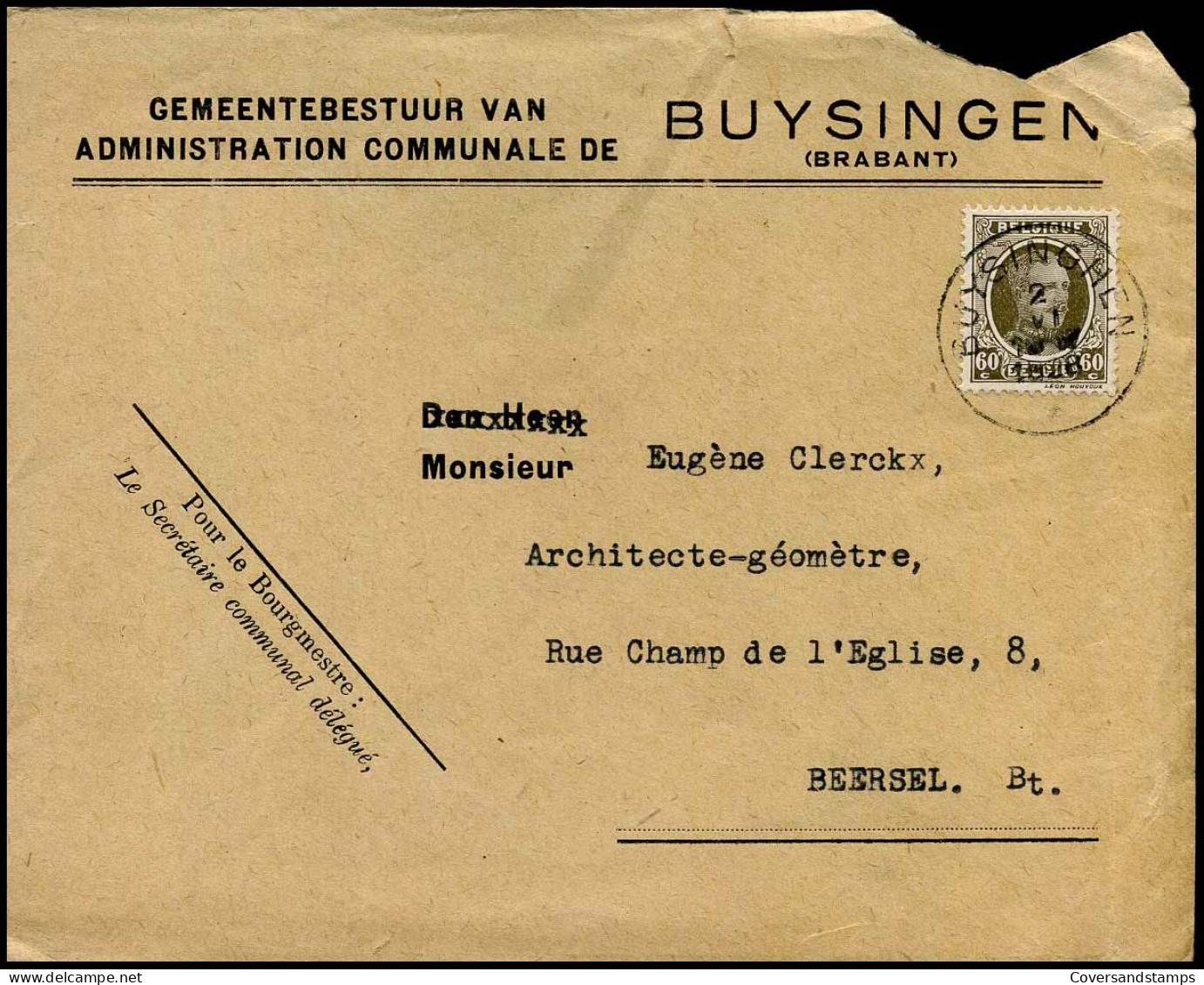Cover Naar Beersel - 'Gemeentebestuur Van Buysingen' - 1922-1927 Houyoux