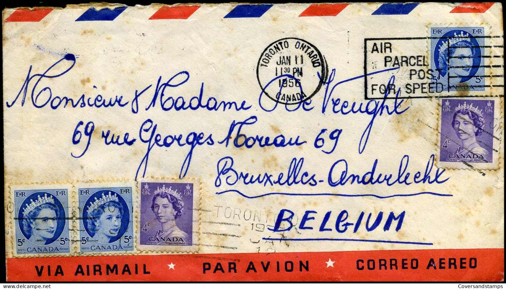 Cover To Brussels, Belgium - Cartas & Documentos