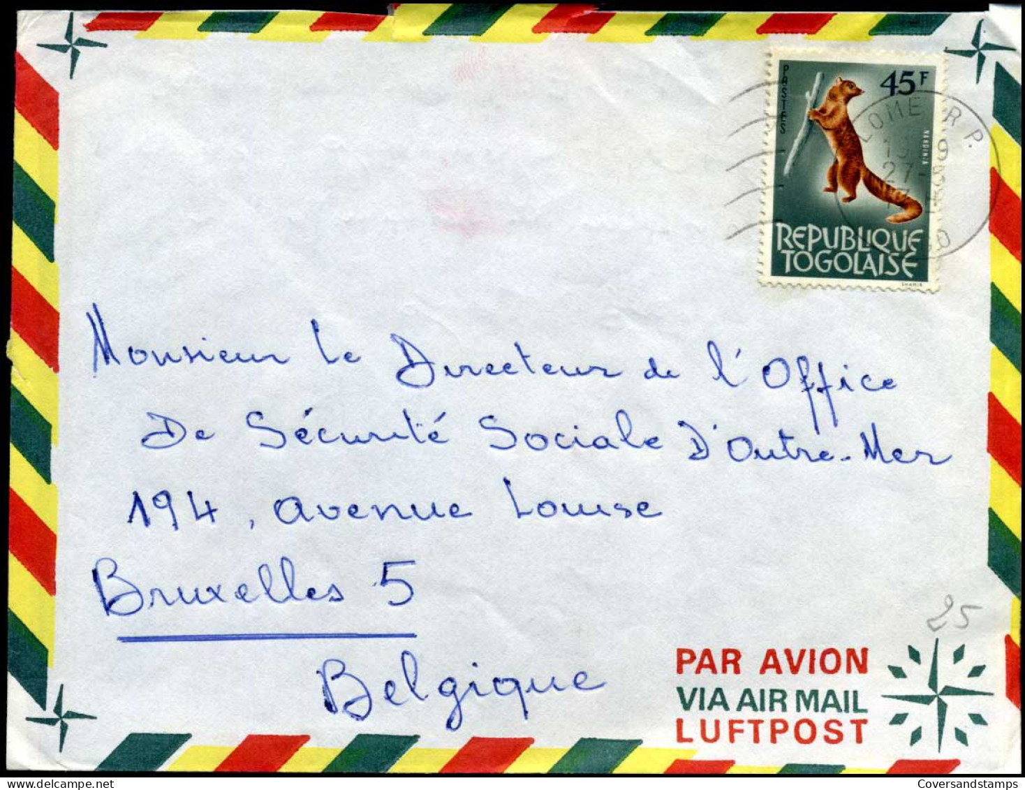 Cover To Bruxelles, Belgium - Togo (1960-...)