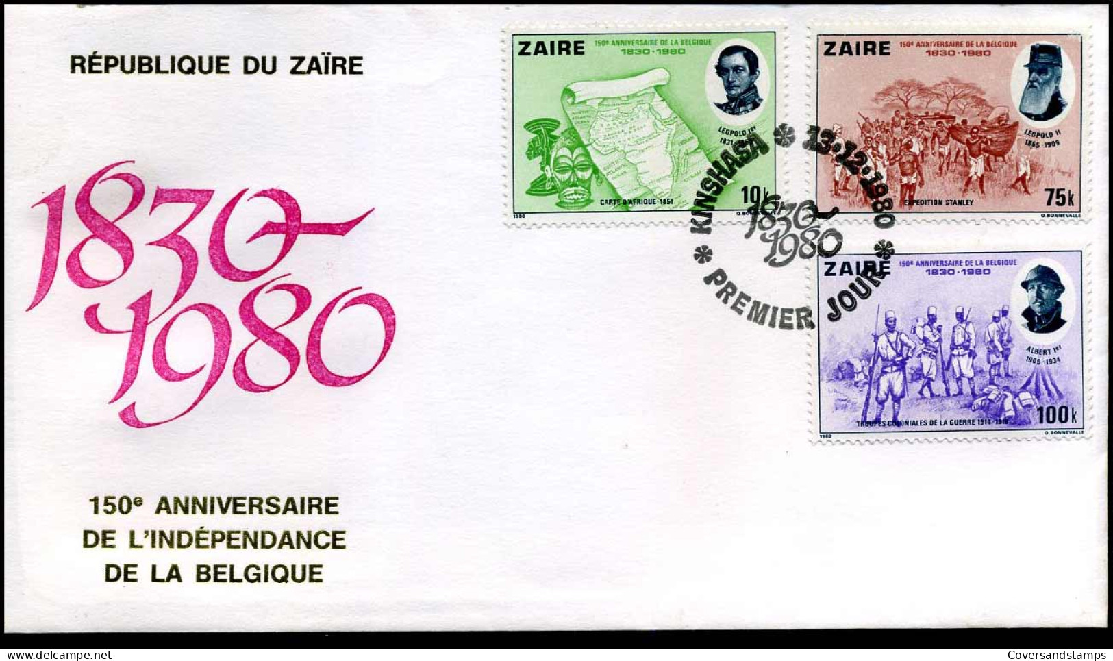 FDC - 150e Verjaardag Van België - 150e Anniversaire De L'Indépendance De La Belgique - 1980-1989